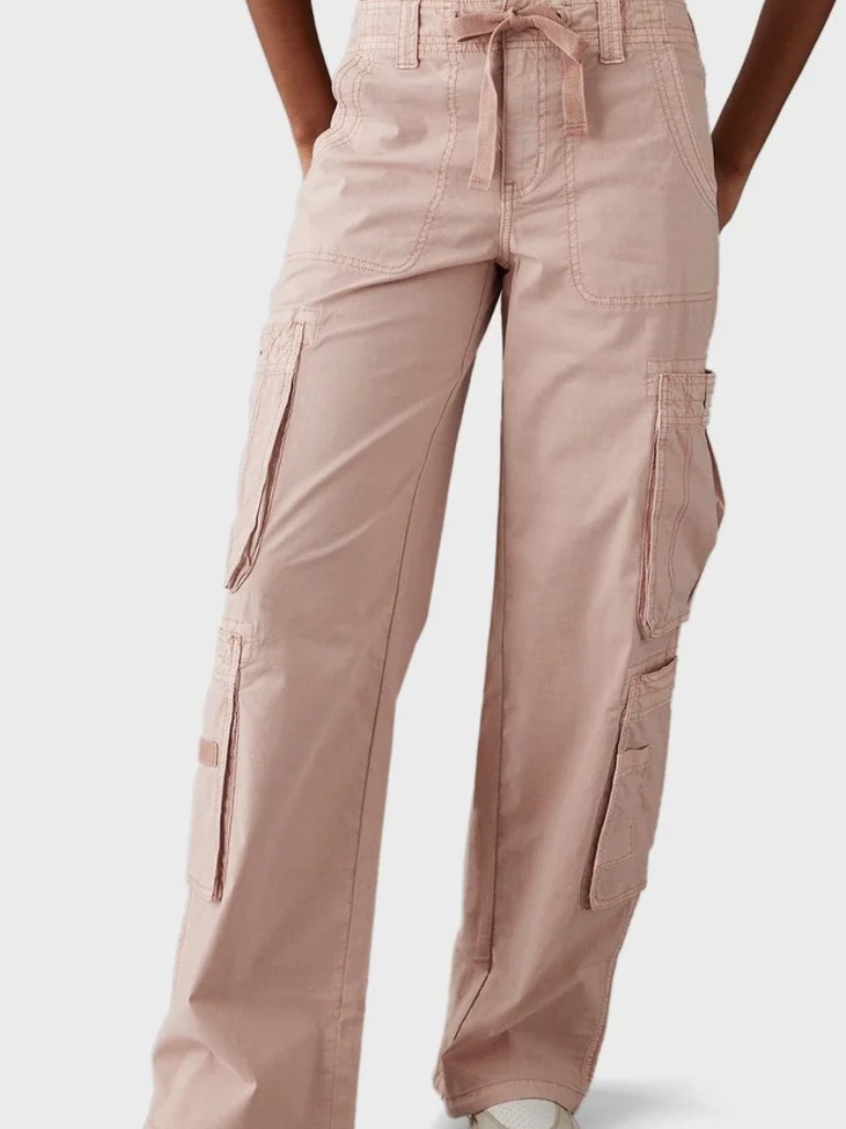 Pastel Pink Y2k Cute American Eagle Stretch Baggy Cotton Cargo Pants Size M